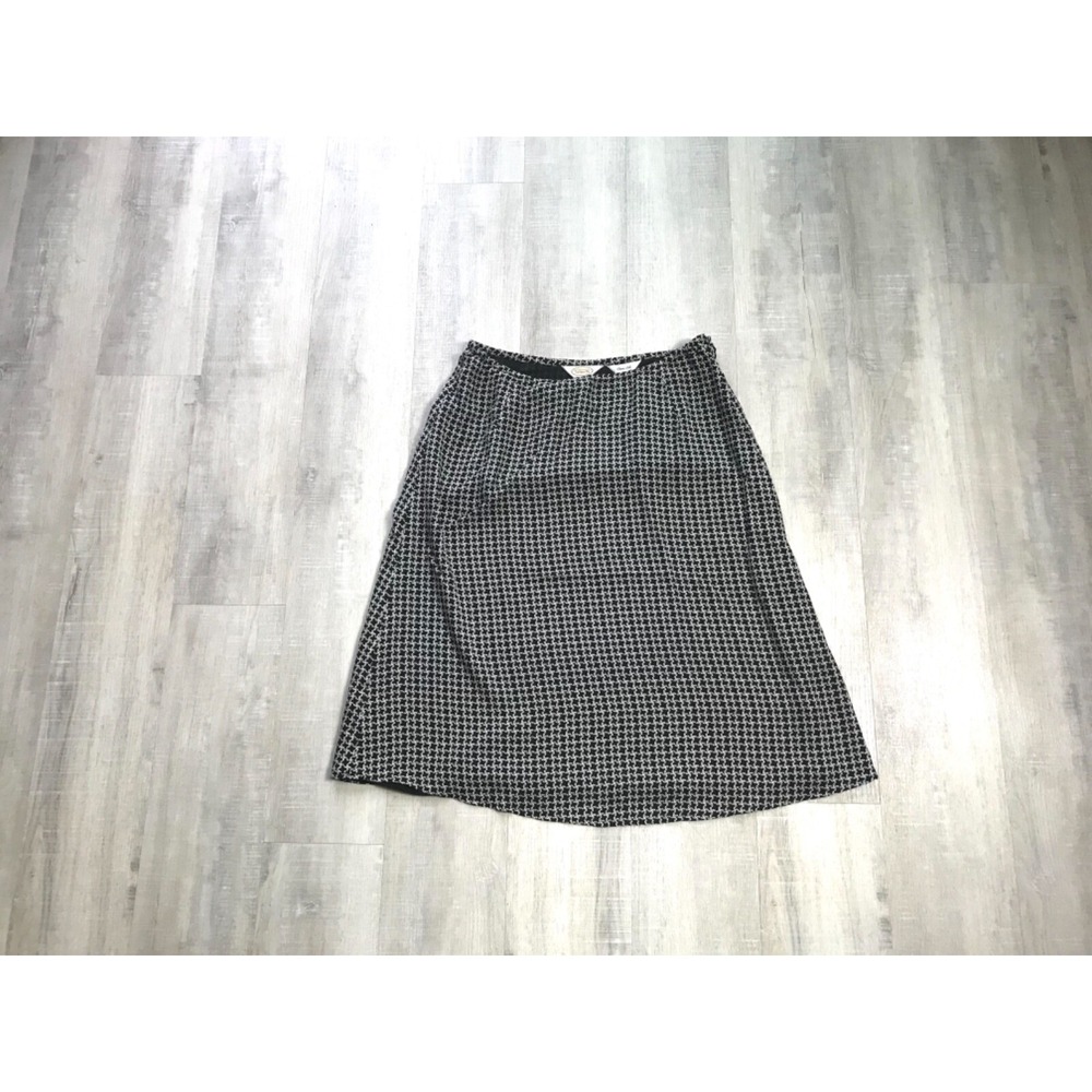 Talbots Womans Size 8 100% Pure Silk A-Line‎ Skirt Lined Side Zip Black, White - Picture 3 of 12